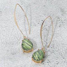 Peach Teardrop Stone Cluster Long Drop Earrings