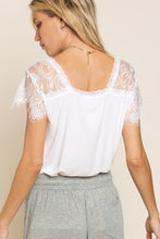Ivory Wide Neck Lace Trim Sleeve POL Top 6/19/23 6476