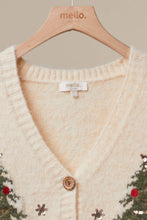 Ivory Christmas Tree Embroidered Soft Cardigan