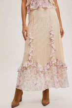 Pink Combo Floral Trimmed Maxi Lace skirt