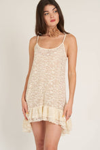 Beige Spaghetti Strap Lace Dress with Ruffle Hem