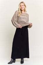 Khaki Crocheted Open Knit Pullover