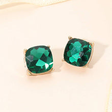 Gold White Square Cushion Stud Earrings