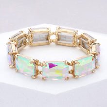 Multi Emerald Cut Stone Stretch Evening Bracelet