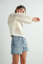 Ivory Crew Neck Crochet Sweater