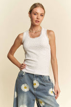 White Rhinestone Lace Trim Sleeveless Davi & Dani Tank Top