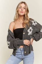 LIGHTWEIGHT FLORAL SWEATER CARDIGAN - CESW3607: IVORY / S-M-L(2-2-2)