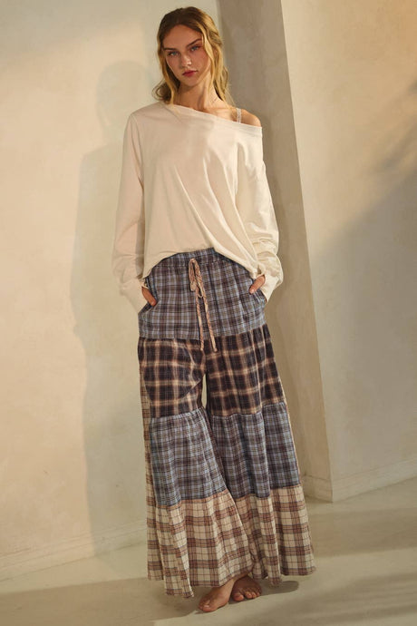 Blue Combo Relaxed Patchwork Pants