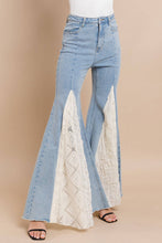 Light Denim Lace Detail Wide Leg Jeans