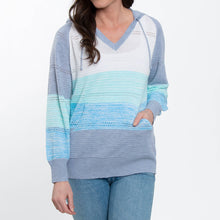 Ocean Avalon Crochet Color Block Long Sleeve Hooded Pullover