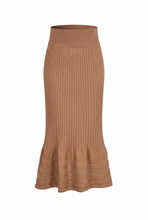 Beige Stripe Texture Midi Skirt