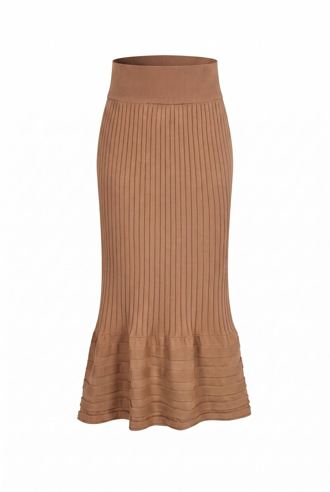 Beige Stripe Texture Midi Skirt