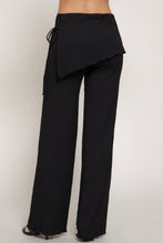 Black Tied Overwrap Front Texture Knit Long Pants