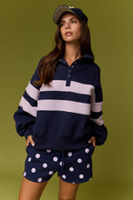Navy Lilac Lottie Stripe Rugby Pullover