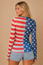 Stars and stripes Colorblock Mesh Long Sleeve Top