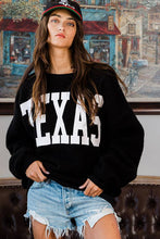 Black TEXAS Graphic Fuzzy Fleece Bucketlist Sweatshirt