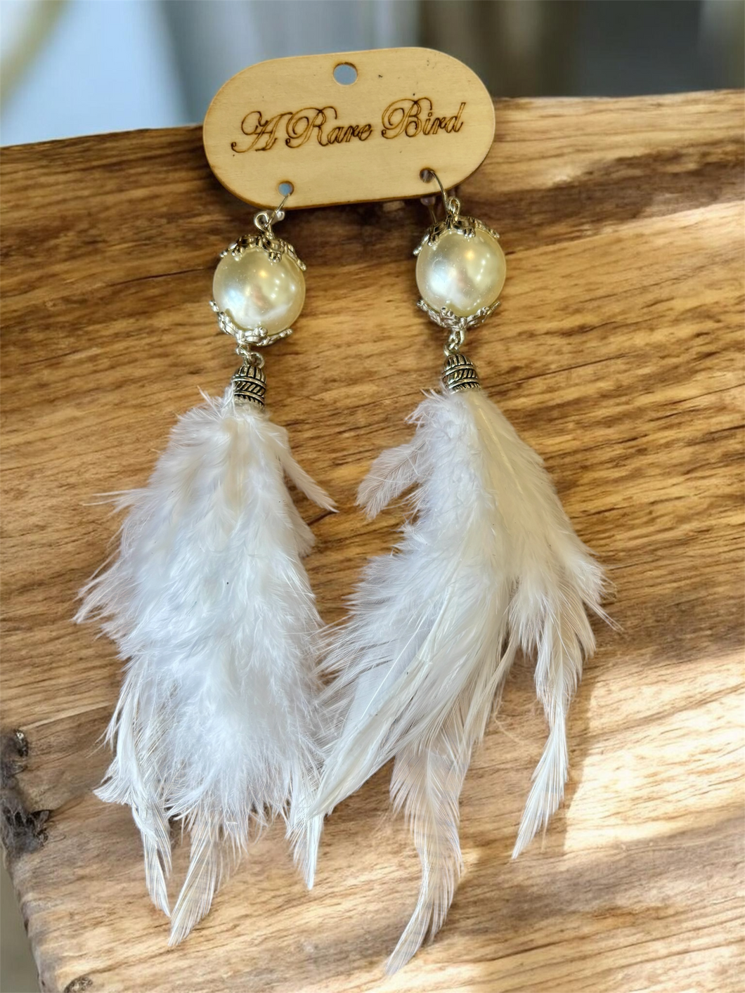 Pearl Feather Rare Bird Earrings