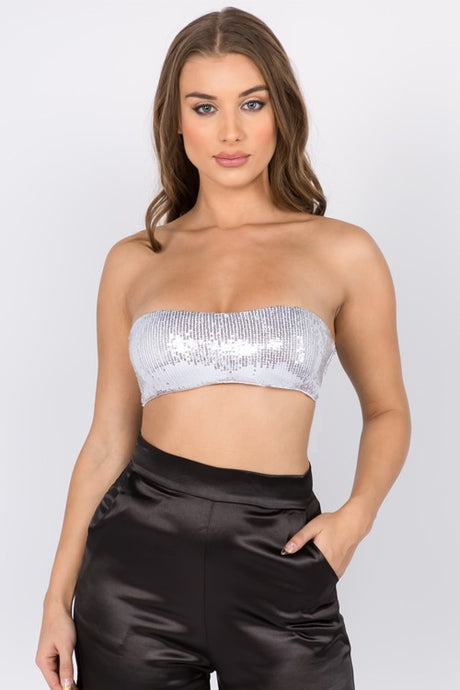 Silver Sequined Bandeau 10/24/23 7277