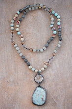 Natural Stone Bead Necklace with Stone Pendant