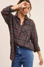 Grey Loose Fit Button Down Soft Fabric Plaid Shirts