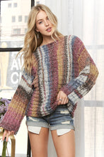 Burgundy Multi Boat Neck Stripe Sweater