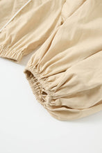 Beige Super Puffed Sleeves Piping Detail Jacket