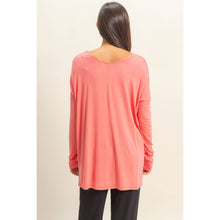 Tea Rose Long-Sleeve V-Neck Drapey Top