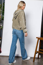 Sage Garment Dye Heavy Waffle Knit Hoodie Jacket