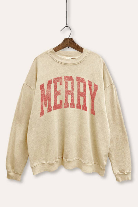 Washed Stone Merry Christmas Graphic Mineral Sweatshirt