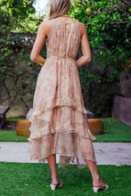 Ivory Floral Waterfall Ruffle Midi Dress Crochet Trim