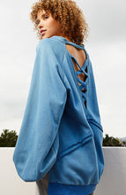 Cobalt Blue Cross Strap Balloon Sleeve POL Sweatshirt 8/14/23 6866