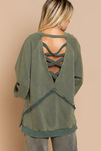 Vintage Moss Cross Strap Balloon Sleeve POL Sweatshirt 7/20/23 6681