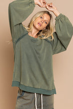 Vintage Moss Cross Strap Balloon Sleeve POL Sweatshirt 7/20/23 6681