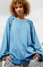 Cobalt Blue Cross Strap Balloon Sleeve POL Sweatshirt 8/14/23 6866