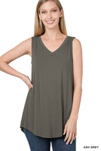 Ash Grey Luxe Rayon Sleeveless V Neck Hi Low Hem Zenana Top 6/21/23 6304