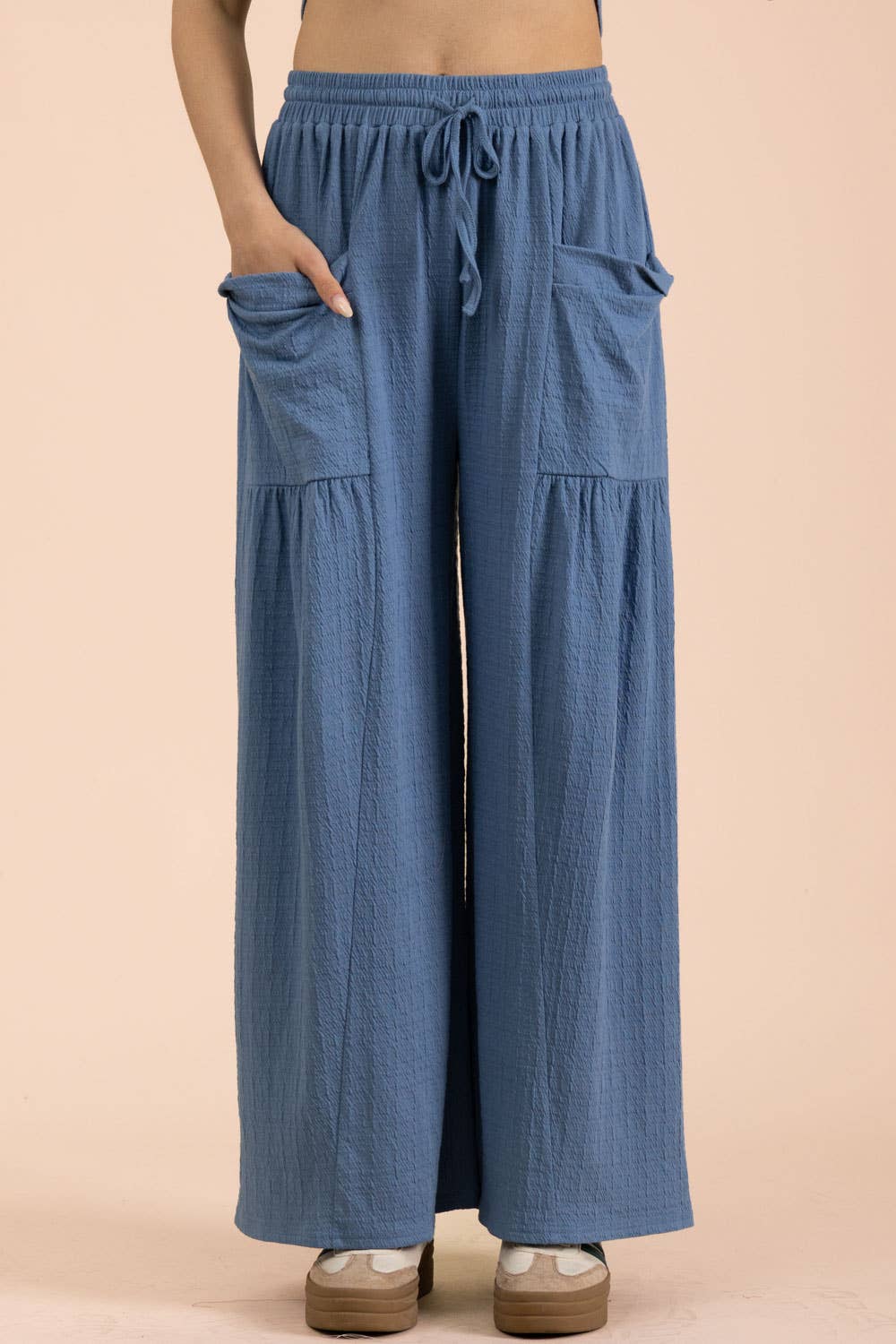 Denim Wide Leg Comfy Knit Pants