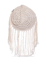 Dream Catcher Handmade Crochet Boho Round Bag: White