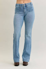 Medium Mid Rise Bootcut Contrast Wash & Front Patch Pocket Judy Blue Jeans