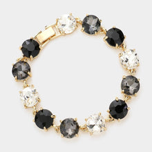 Silver American USA Round Stone Link Evening Bracelet
