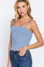 Celadon Green Straight Neck Two Ply Rib Knit Cami Top
