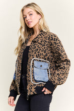 Brown Leopard Jacket with denim pockets