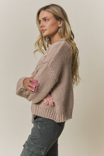 CHUNKY FLORAL CHIC KNIT CARDIGAN- CESW4370: KHAKI / S-M-L(2-2-2)