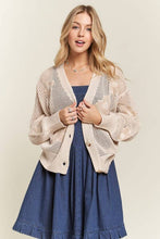 LIGHTWEIGHT FLORAL SWEATER CARDIGAN - CESW3607: IVORY / S-M-L(2-2-2)