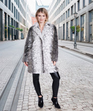 Silver Grey Longline Faux Fur Coat