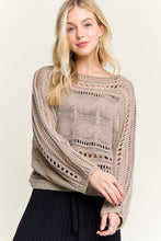Khaki Crochted Open Knit Pullover