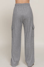 Heather Grey Waistband Drawstring Side Pocket Knit Corduroy Long Pants