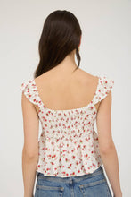 Off White Multi Floral Clip Dot Front Tie Cutout Crop Top