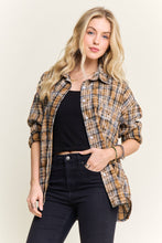 Mocha Burnout Plaid Washed-Look Shirt