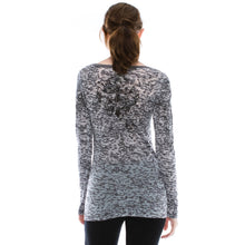 BROWN Cross Graphic Long Sleeve Rhinestone Top