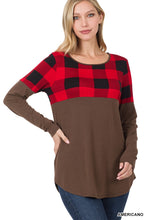 Americano Plaid Color Block Long Sleeve Zenana Top 9/13/23 7007